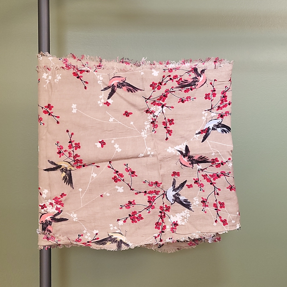 Express Infinity Scarf with Flowers and Birds